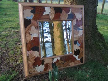 Veneered leaf mirror